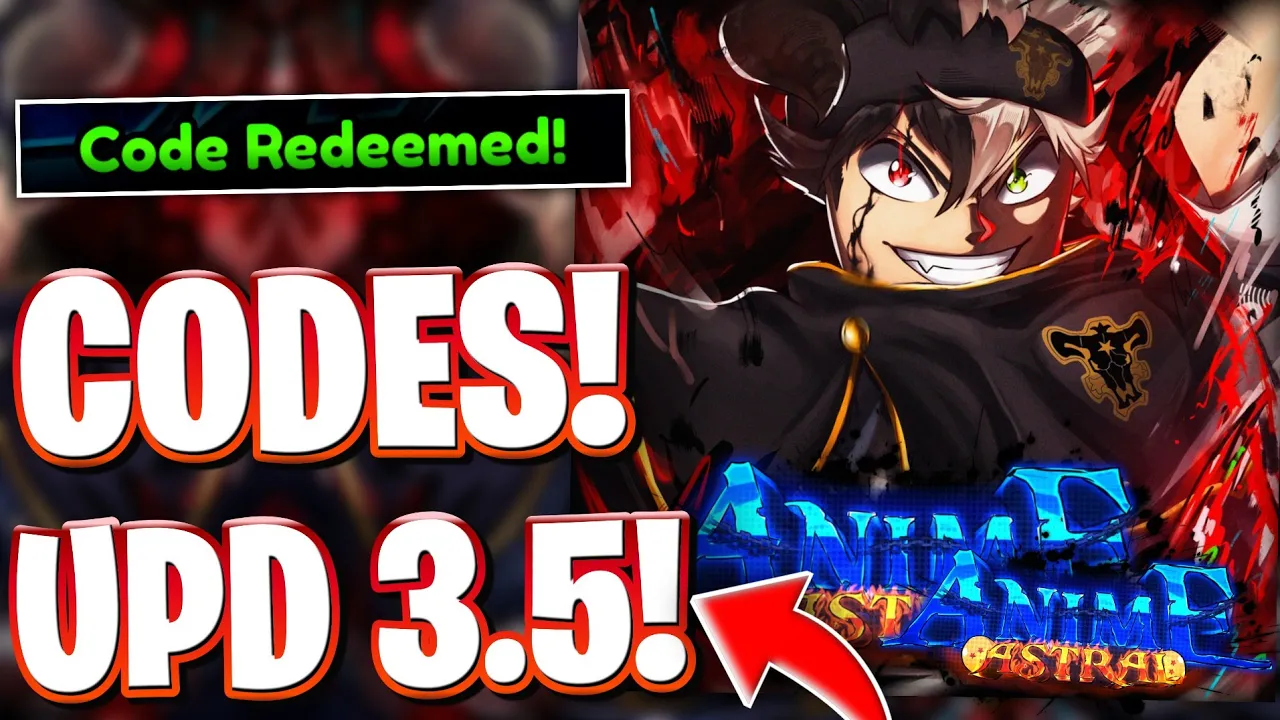 Tela de códigos de Anime Astral Simulator resgatando tickets F2P e poções